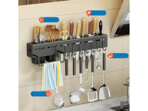 Rangement cuisine,porte-couteaux et porte-baguettes mural, sans perçage, 50 cm