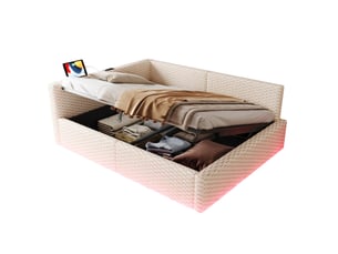 Lit coffre 140x200 cm coloris beige
