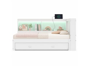 Lit gigogne 90x200 cm BEAOK   coloris blanc