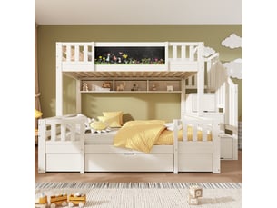 Lit superposé 140x190 cm <strong>OXEZA</strong>  <strong></strong> coloris blanc