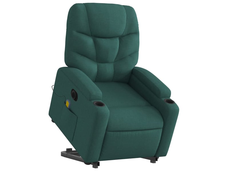  Fauteuil de bureau, fauteuil inclinable de massage électrique vert foncé tissu  - Conforama C