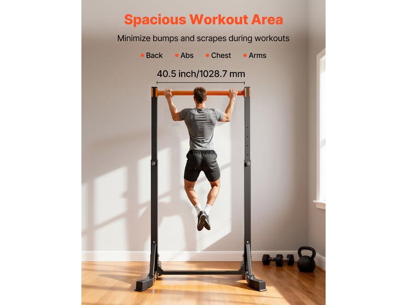Vevor barre de traction autoportante charge 150 kg, station de tractions avec structure en h et tube en acier robuste, 8 niveaux de reglage en hauteur, pour releves de jambes, entrainement domicile - Conforama B