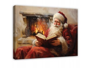 Tableau décoration murale impression sur toile le père noël de fête brun - 120x80 cm - tableau décoration murale chambre et salon