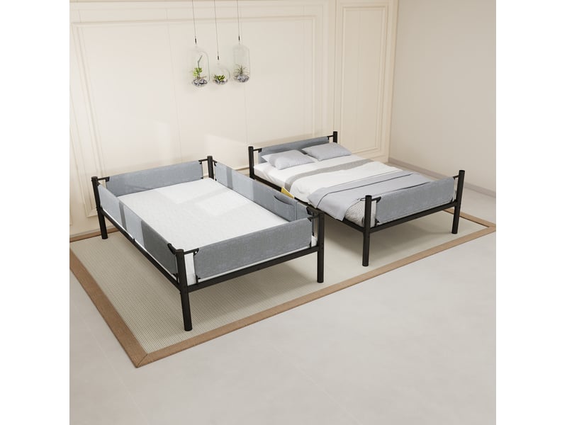Lit superposé 90x190 cm en métal noir, transformable en 2 lits simples - Conforama D