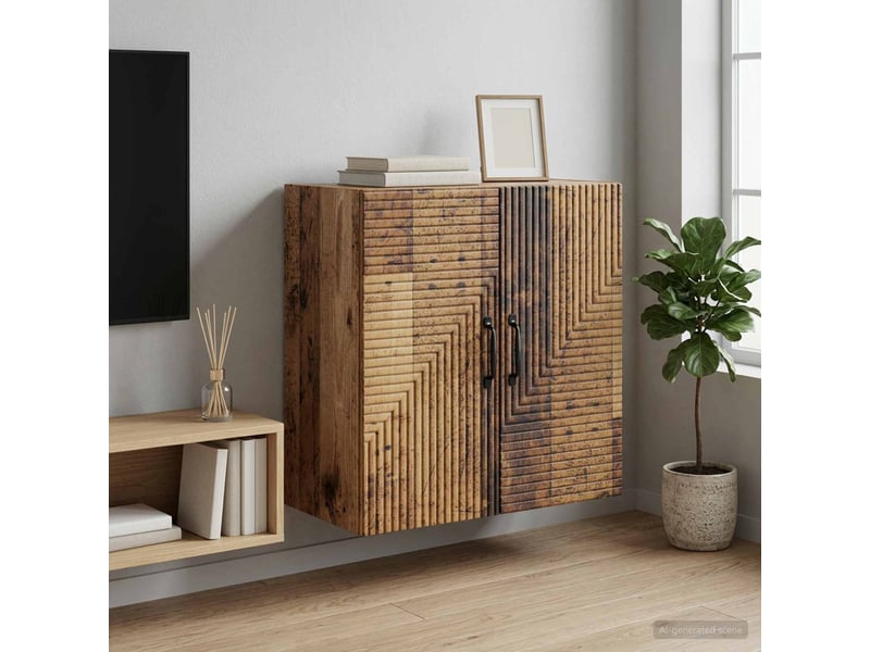  Armoire murale salon, meuble de rangement bois ancien 59x31x60cm bois d'ingénierie shl2185  - Conforama B