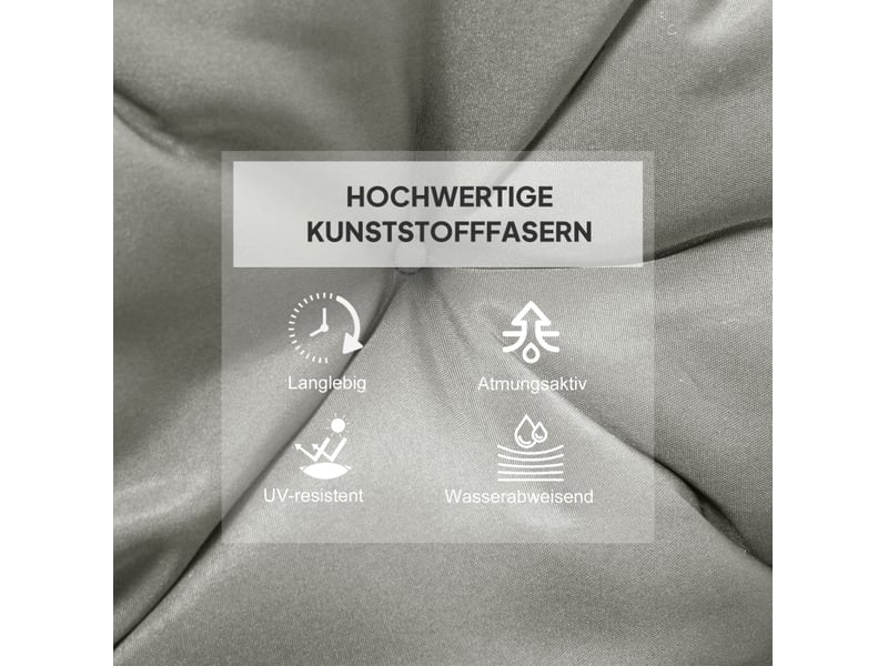  Lot de 2 coussins de chaise 98 x 50 x 8 cm gris clair polyester, liens de fixation intérieur extérieur  - Conforama D