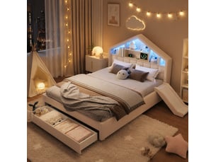 Lit cabane 140x200 cm <strong>HAUSS SPOLE</strong>  <strong></strong> coloris beige