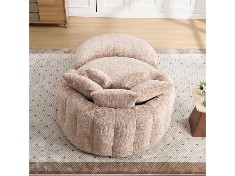 Fauteuil convertible xxl 55 pouces, assise profonde en mousse, dossier réglable, coussins, tissu polyester, café OMNIGLINT TRADING LTD - Conforama E