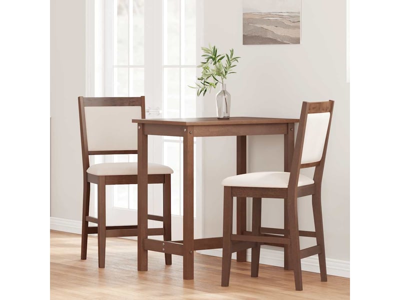  Lot de 2 tabouret de bar avec coussins en bois massif marron et caoutchouc shl3991  - Conforama C