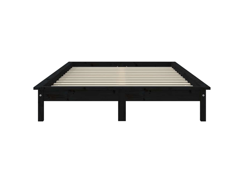 Lit double- lit adulte -  cadre de lit sans matelas noir bois massif  - Conforama D
