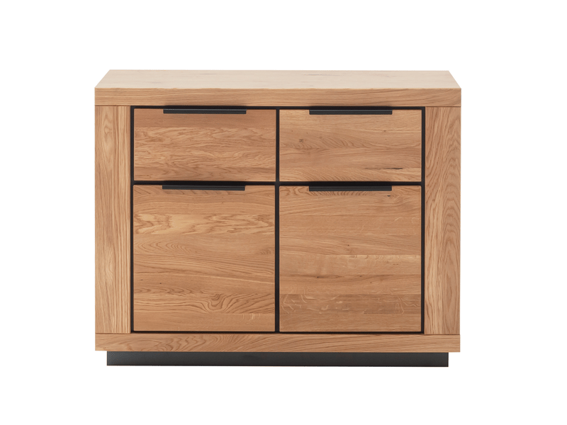  Commode 2 portes et 2 tiroirs coloris chêne massif huilé - longueur 102 × hauteur 80 × profondeur 40 cm  - Conforama A