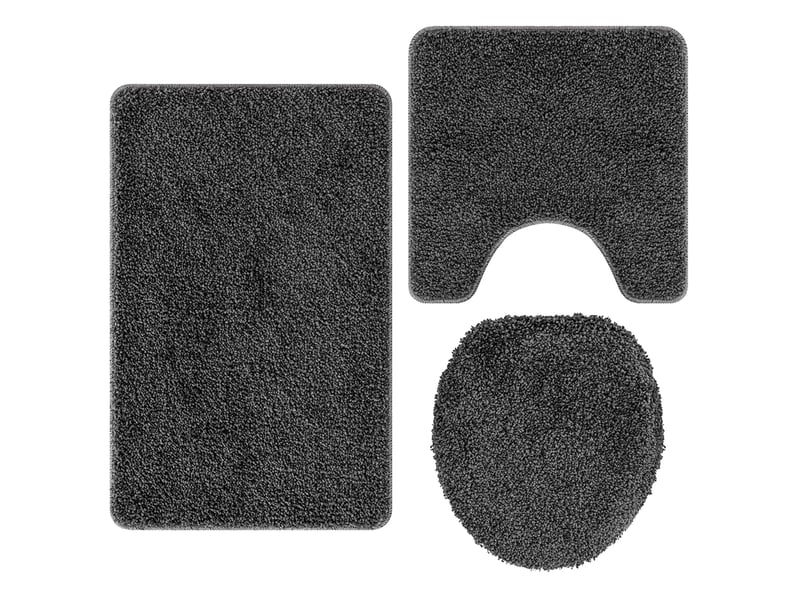  Ensemble de tapis de bain antidérapants 3 pc gris foncé pp cf64753  - Conforama A