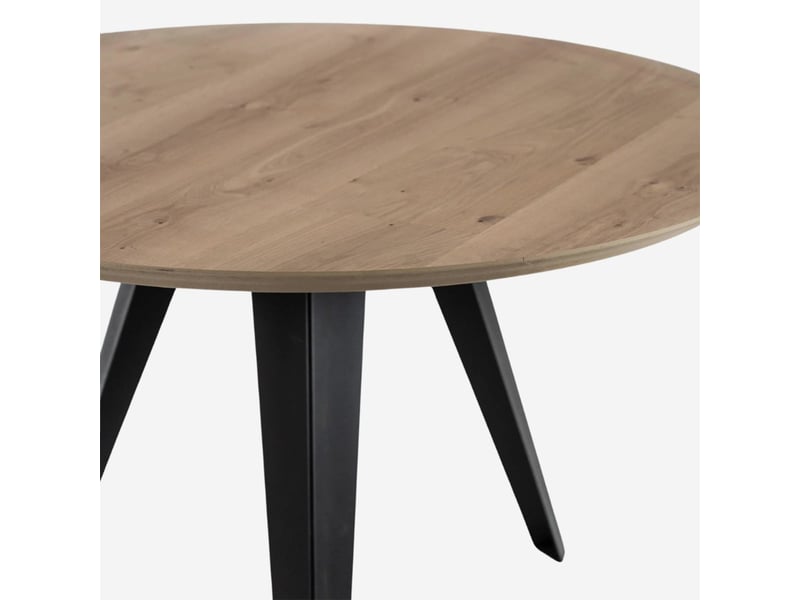 Table ronde fixe en chêne et métal leo - Conforama C