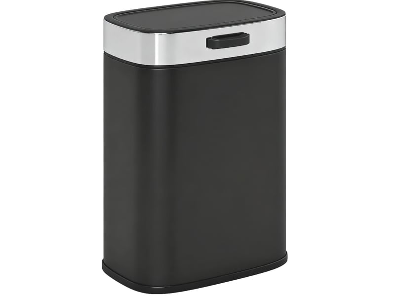  Poubelle de cuisine 21,5x19,5x30 cm couvercle à maintien ouvert métal noir  - Conforama A