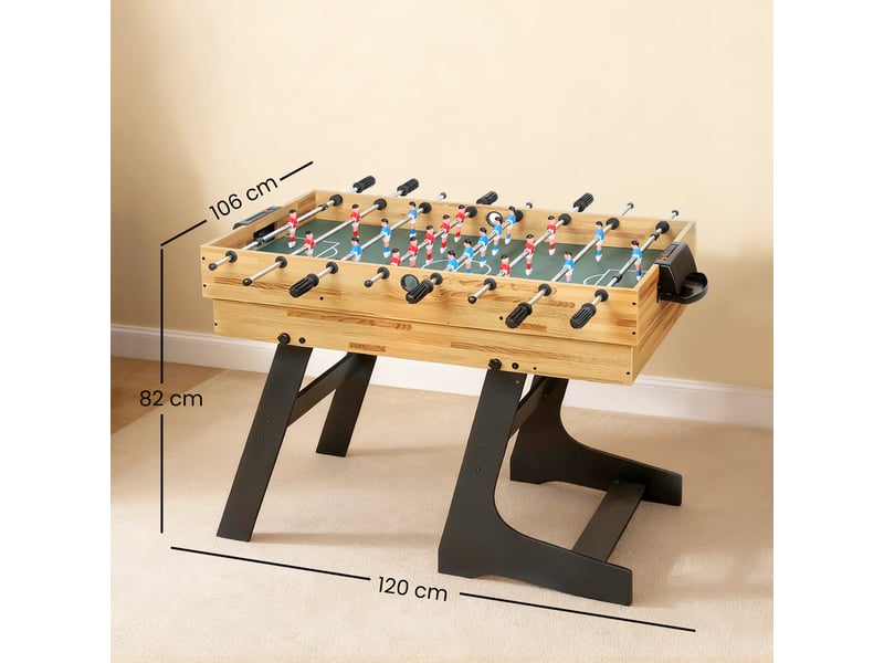  Table multijeux 13 en 1 pliable, table de jeu baby-foot, billard, pour enfants et adultes 120 x 106 x 82 cm noyer clair  - Conforama C