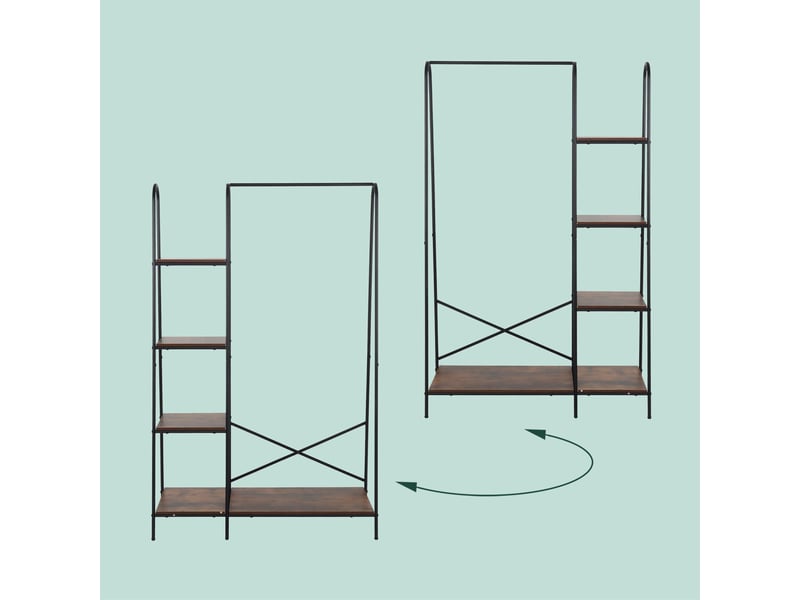  Porte-manteau avec 5 étagères pour couloir chambre 160 x 100 x 40 cm design moderne rangement optimisé en métal noir 13_0018672  - Conforama C