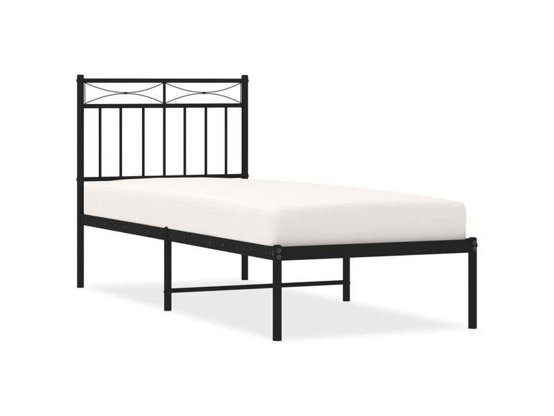  Lit simple- lit adulte -  cadre de lit métal sans matelas avec tête de lit noir 80x200 cm  - Conforama A