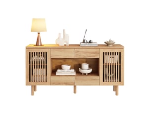 Buffet 2 porte(s) 4 tiroir(s) MEUBLIV - 140 cm coloris naturel