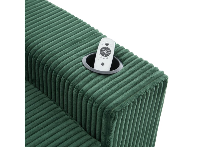  Canapé droit moderne vert émeraude velours côtelé avec rangement intégré et coussins inclus pour salon contemporain  - Conforama R