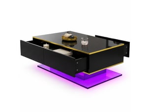 Table basse rectangulaire coloris noir LPOSPI  - 50 cmx100 cm