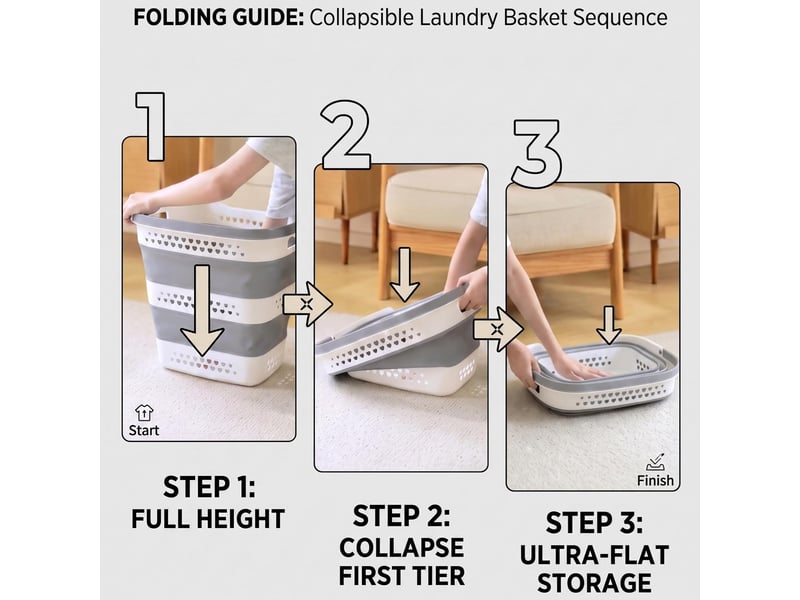 Lot de 2 panier à linge pliable 42 l avec poignées, bac à linge escamotable et gain de place pour salle de bain - Conforama C