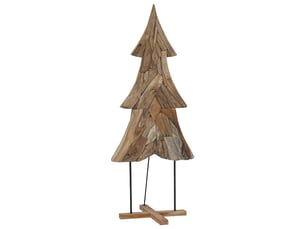 Sapin de noël, arbre de noël avec support marron 181,5 cm bois de teck solide