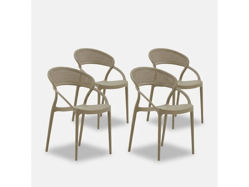  Lot de 4 chaises empilables pour intérieur et extérieur marsala - gris tourterelle  - Conforama A