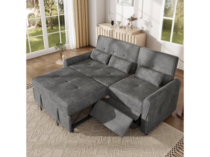  Canapé-lit 3 places 176x148x83 cm - convertible 3 en 1 - dossier réglable 3 positions - fonction couchage - chenille - mousse confortable - gris CozyNest - Conforama D