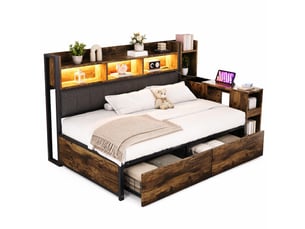 Lit avec rangement 90x200 cm MEUBLIV coloris naturel