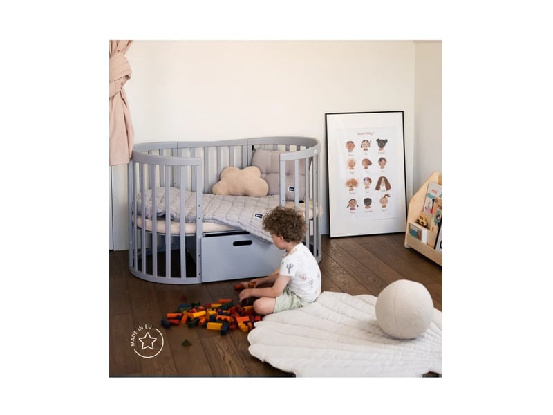  Lit bébé évolutif 7 en 1 ovale - gris waldin OWAL-G - Conforama D