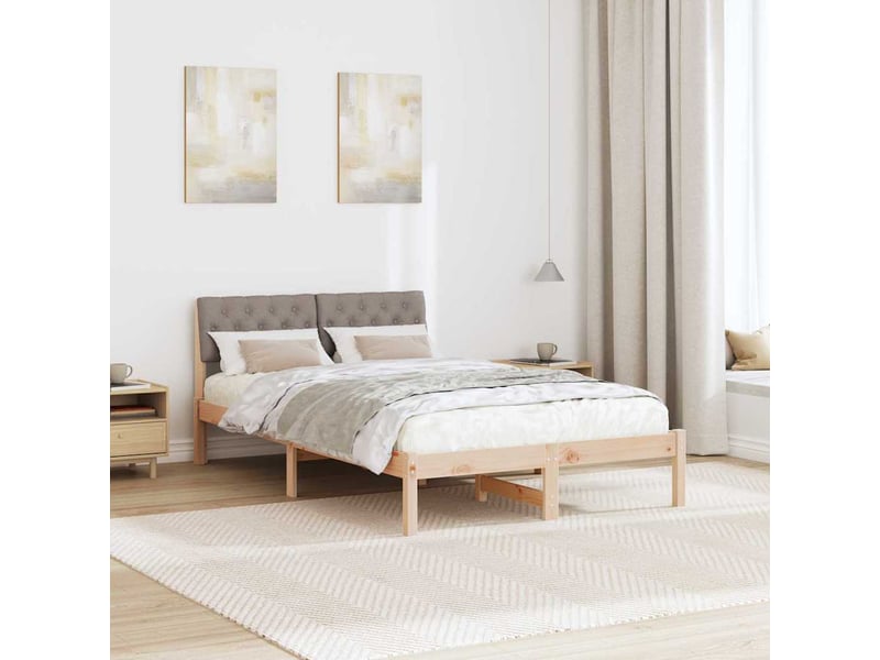  Lit double- lit adulte -  cadre de lit marron et taupe 120 x 190 cm bois massif en pin  - Conforama C