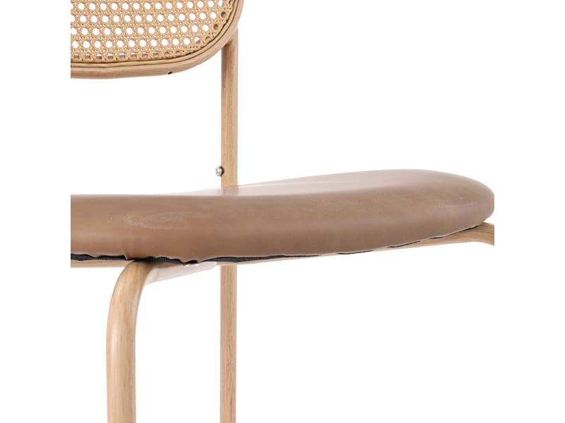  Lot de 2 chaises de salle à manger en pu marron et rotin, pieds en métal PP308598AAB - Conforama D
