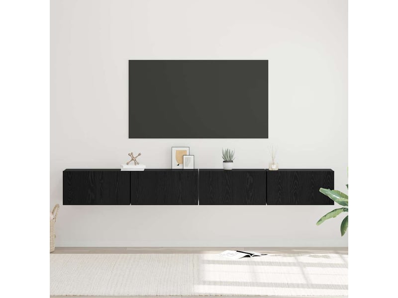  Ensemble meuble tv - banc tv - meuble de rangement 4 pcs chêne noir bois d'ingénierie  - Conforama D