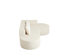 Canapé d'angle compressé droit fixe MODENVIE  4 places Velours côtelé beige