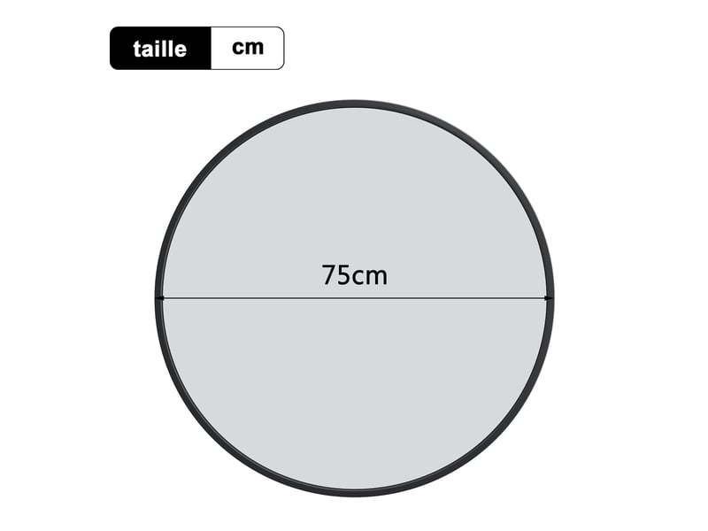 Miroir mural 75x75 cm, cadre en aluminium, forme circulaire, lignes épurées, pour salle de bain ou séjour,noir - Conforama C