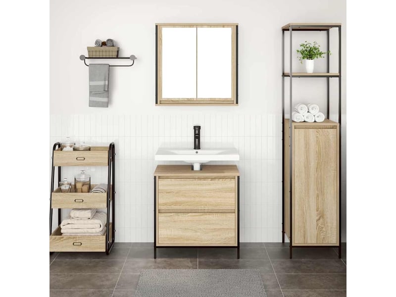  Ensemble de meubles de salle de bain 2 pcs chêne sonoma cf63611  - Conforama C