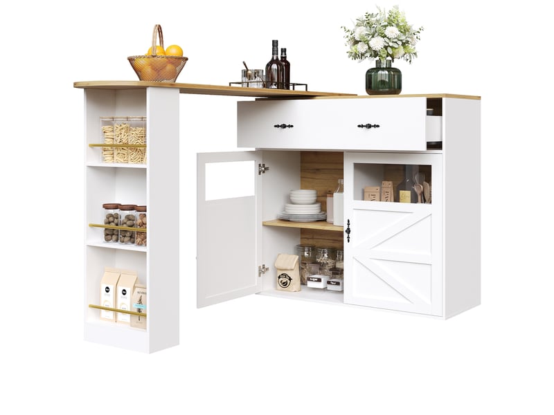  Bar blanc - 204cm table de bar blanc - Conforama A