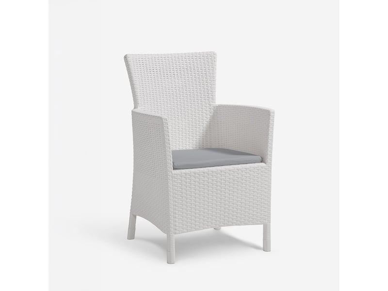  Chaise de jardin avec coussin effet rotin iowa - blanc  - Conforama A