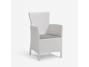 Chaise de jardin avec coussin effet rotin iowa - blanc