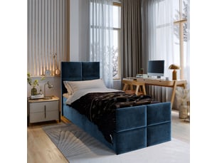 Lit avec rangement 100x200 cm <strong>MASSENO</strong> <strong></strong> coloris bleu