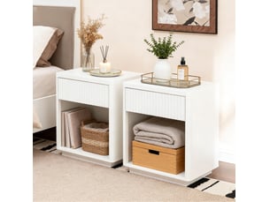 Table de chevet tcqpz lot de 2 55 x 40 x 63,5 cm avec tiroir et niche ouverte mdf blanc