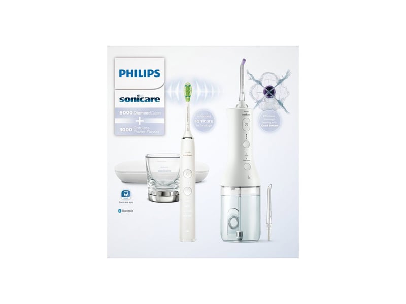  Brosse a dents sonique ultrasonique diamondclean 9000 hx388641 + power flosser jet set blanc PHI8720689016155 - Conforama D
