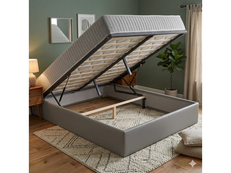 Ensemble lit coffre et matelas 160x200 cm - couleur : gris - matelas latex accueil moelleux soutien lorisgris-marie-160x200-gris - Conforama B