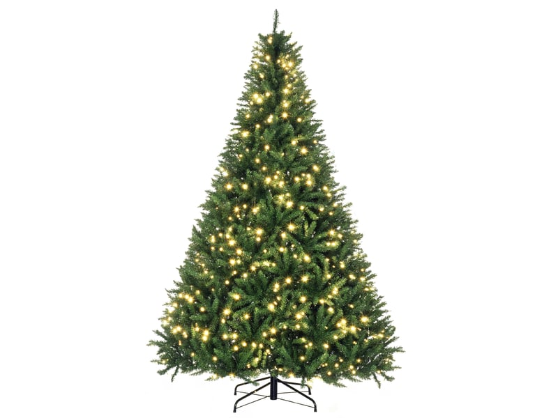  Sapin de noël artificiel lumineux 210h cm led x 700 blanc chaud + support pied 2154 branches vert  - Conforama A
