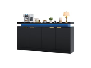 Buffet 4 porte(s) 0 tiroir(s) <strong>OKMYHOME</strong> <strong></strong> - 160 cm coloris noir