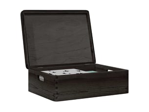 Boîte de rangement, coffre avec couvercle et poignées noir bois pin massif shl20016