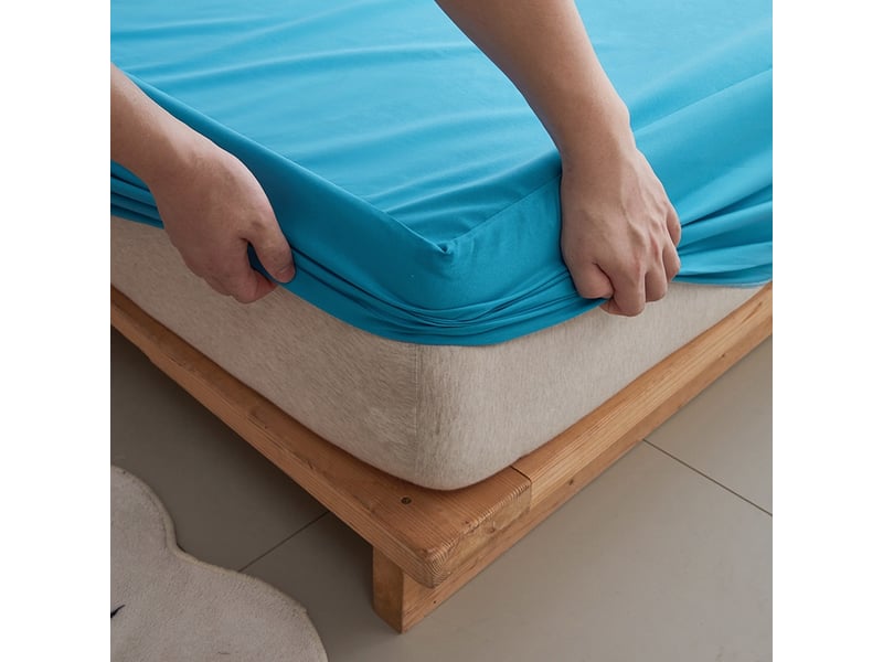  Drap housse 160x200cm avec bonnet 30cm – lac bleu  - Conforama B