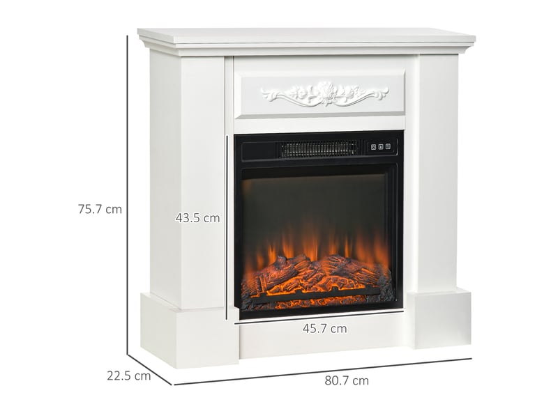  Cheminée électrique sur pied 1800 w avec effet flamme, télécommande, minuterie et température réglable, blanche  - Conforama C