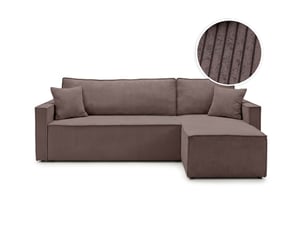Canapé d'angle réversible convertible LOUNGITUDE FARAH 4 places Velours côtelé Marron glacé