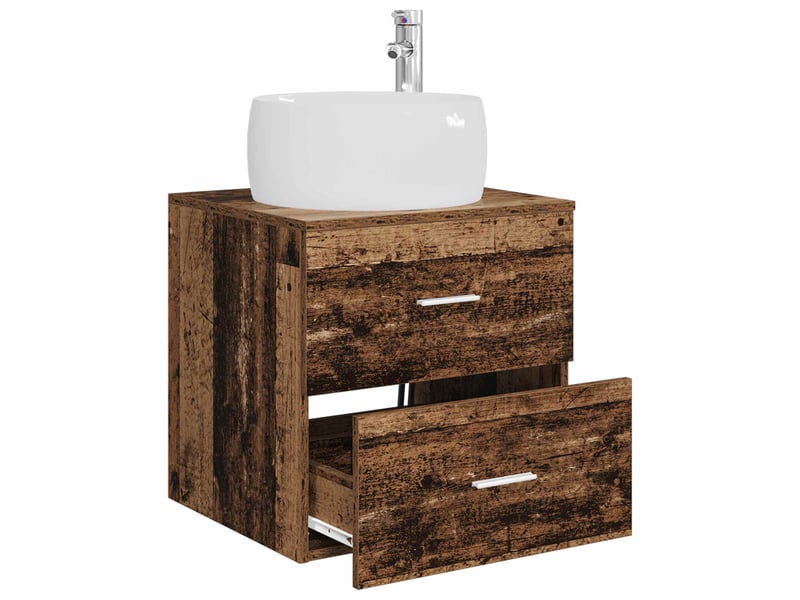  Vanité de lavabo mural, meuble de rangement bois ancien 49.5x44.5x66 cm shl8008  - Conforama C